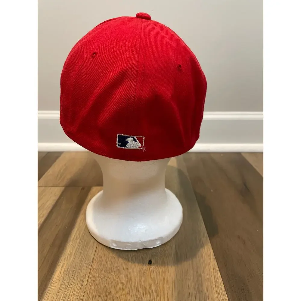 NY Yankees Red Wool‑Blend Baseball Hat Cap Size 7 3/8 H Kap